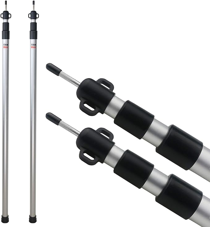 Sunnyglade 2 Pcs Adjustable Tarp Poles, Silver , Telescoping Aluminum Rods Portable Awning Poles for Camping,Backpacking,H...