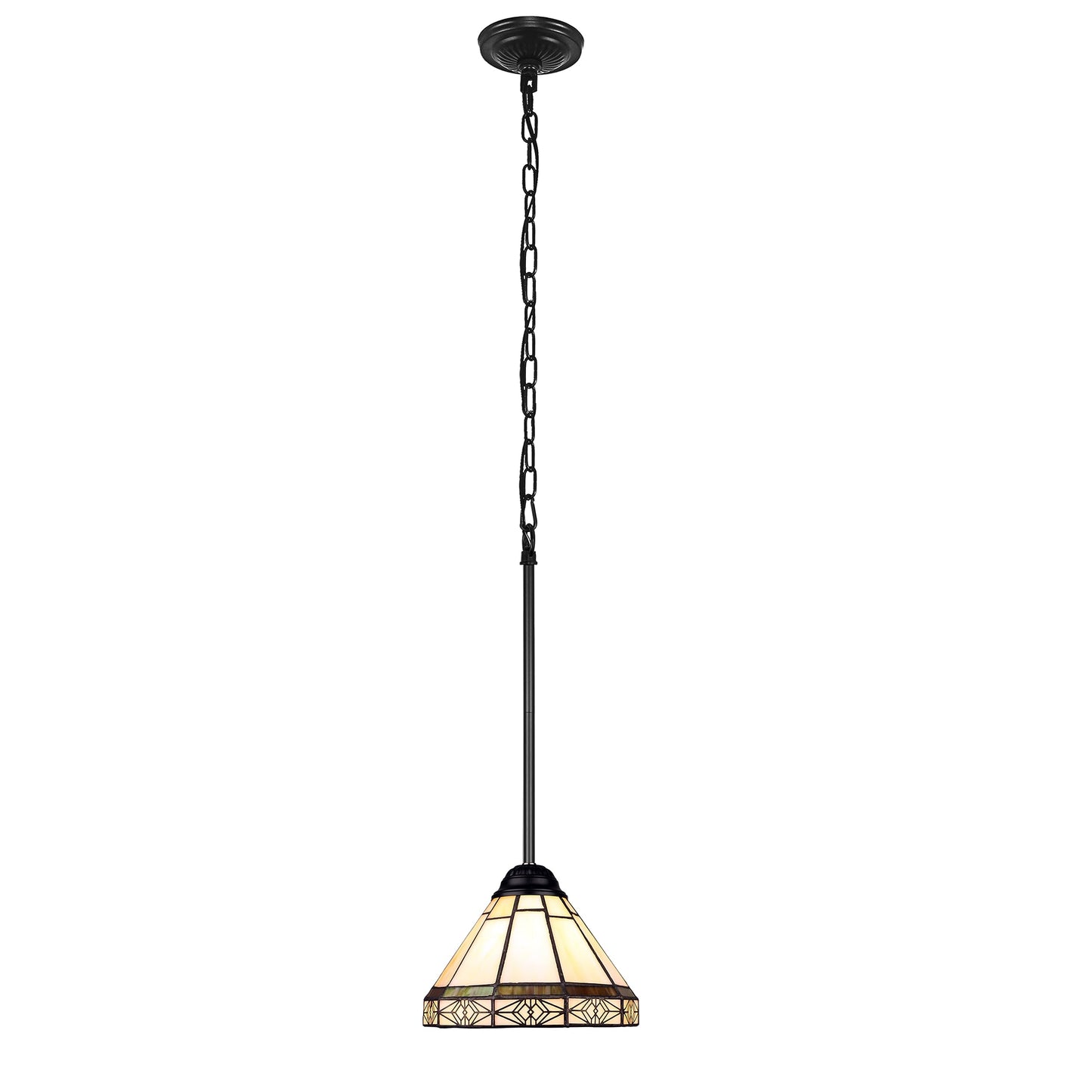 Chloe Lighting Mini Pendant Ceiling Fixture, 1 Light, Blackish-Bronze Finish, 8in Wide, Glass, Multicolor, Model CH31315MI08-DP1