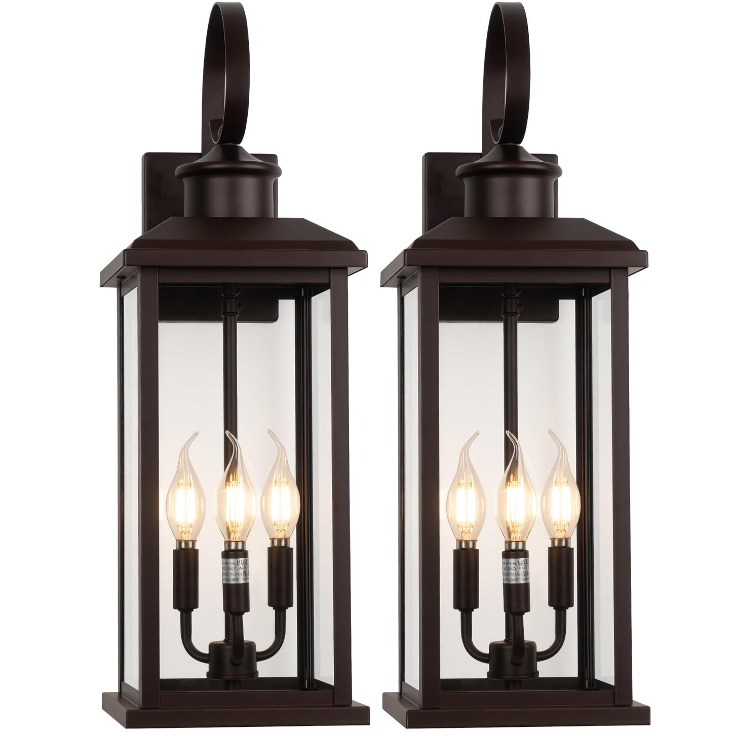 Siafavoi 3-Light Large Outdoor Wall Light 2-Pack  24 Bronze Modern Extra Exterior Lighting Fixture  Waterproof Porch Sconce Wall Mount  Outside Lamp For Front Door Farmhouse