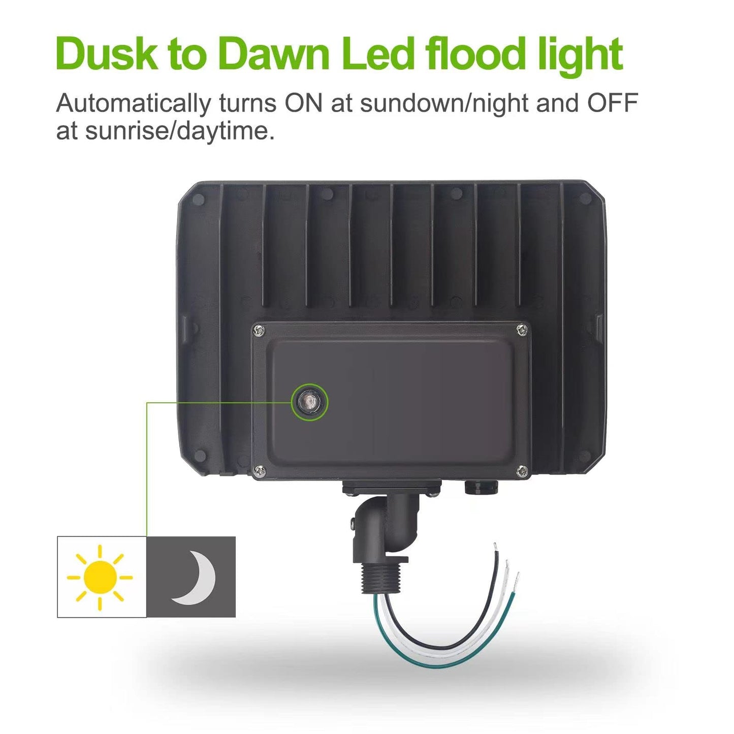 Paktonvo 100W Led Flood Light - Dusk To Dawn, 5000K, 14000Lm, Waterproof, Aluminum, Wall Mount, Model 100Wledfld, White