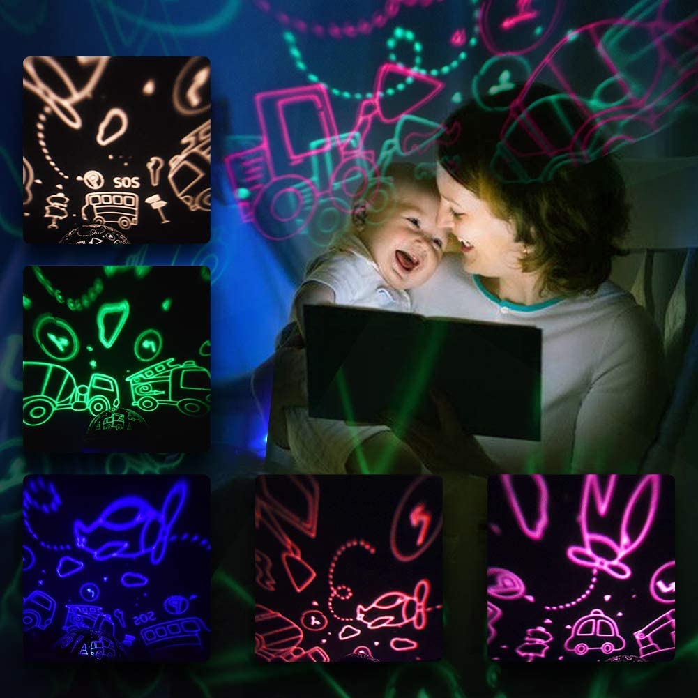 Dqmoon Dinosaur Night Light For Kids  Projector With 8 Colors  360 Rotation  Safe Materials  Ideal Birthday Gift