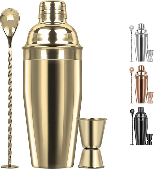 Tiawudi Large 24oz Cocktail Shaker Set, Stainless Steel 18/8 Martini Mixer Shaker with Built-in Strainer, Measuring Jigger...