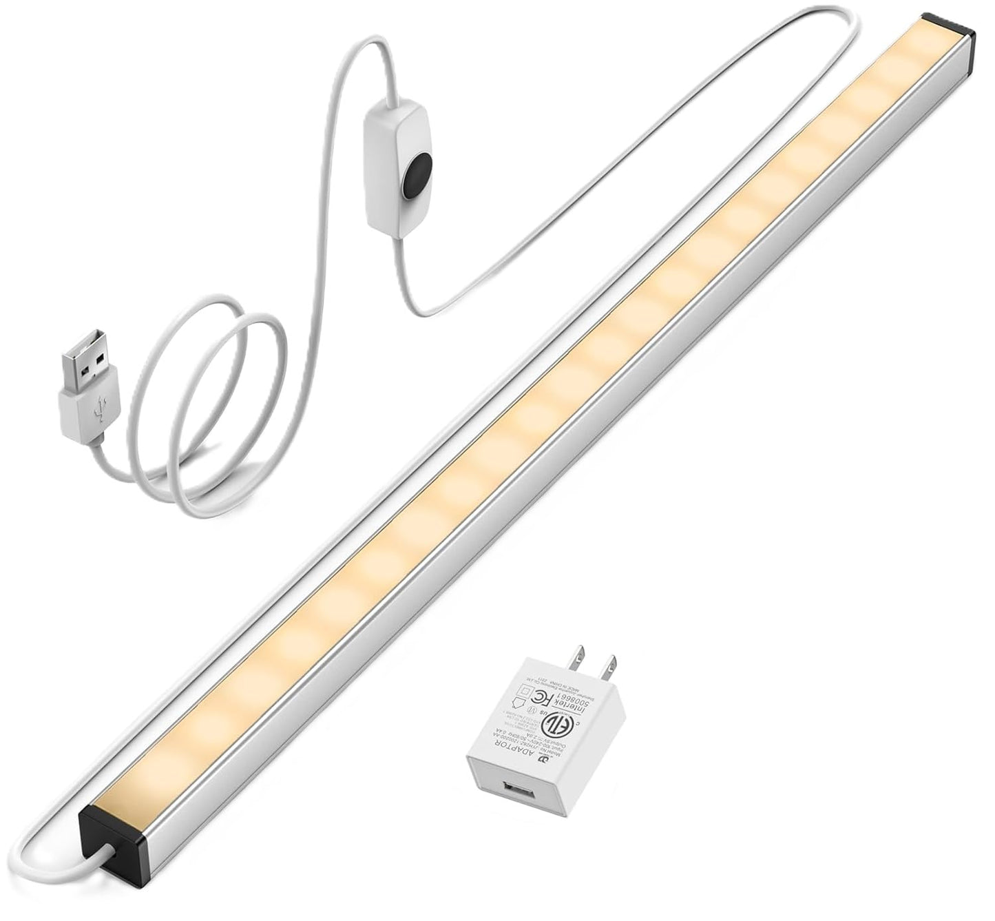 ASOKO LED Under Cabinet Light Bar, 12 Inch, 300LM, Warm White 3000K, Aluminum, Model: led-A-001b