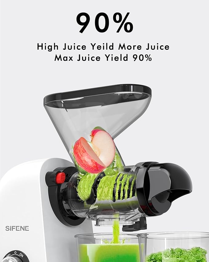 Cold Press Juicer Machine - Slow Masticating Juicer, Easy to Clean, White