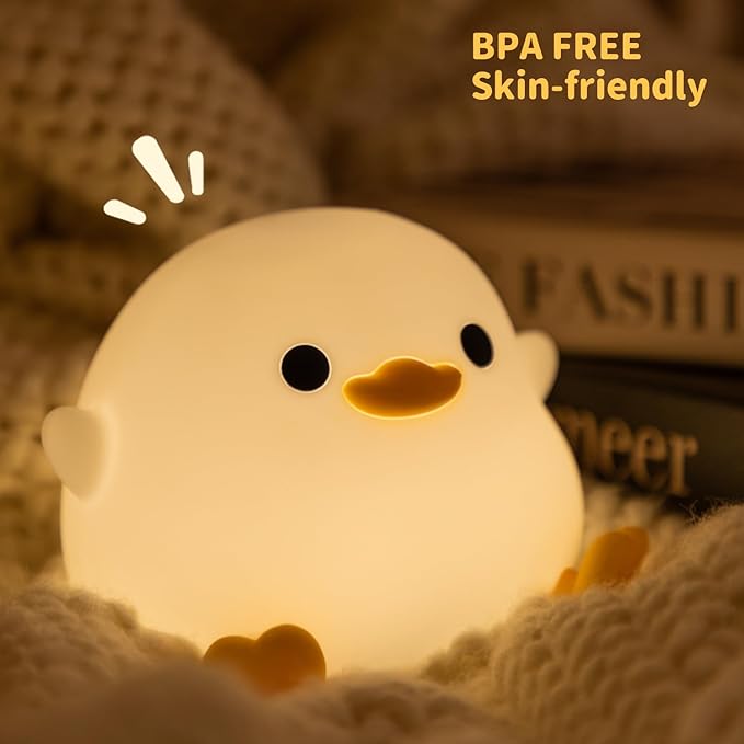 Cute Dodo Duck Night Light, LED Squishy Night Lamp, 2 Gears Dimmable Nursery Nightlight for Kids, Rechargeable Touch Lamp, Dorm Decor, Kids Funny Gifts (Dodo Duck)