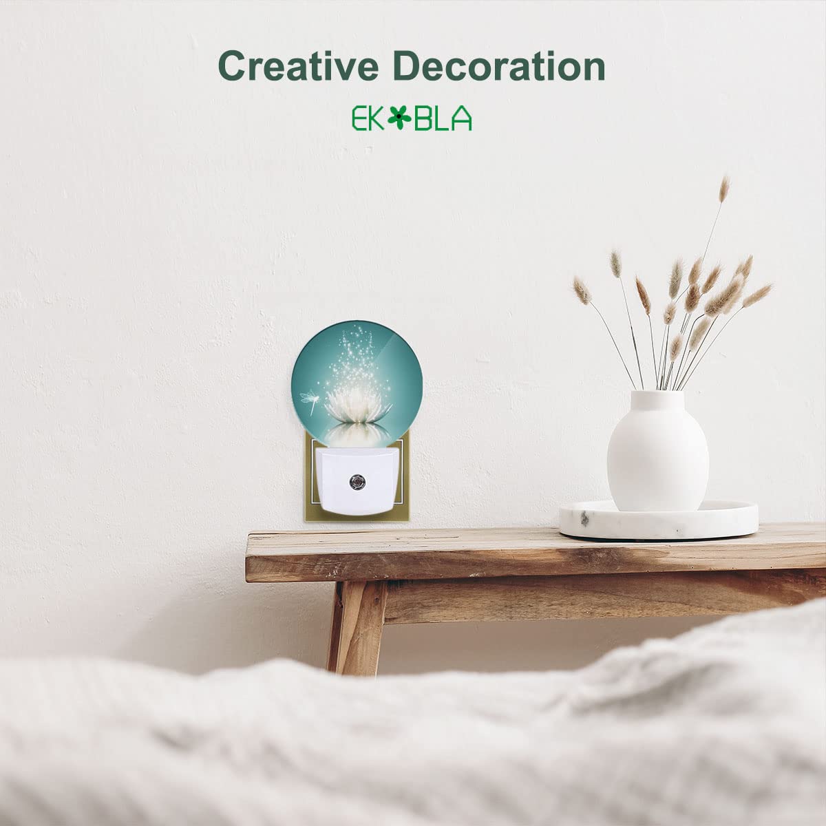 Ekobla Lotus Night Light  Water Lily In Pond Dragonfly Floral Plug-In Night Lights With Dusk-To-Dawn Sensor For Bedroom Bathroom Living Room 0.5W Sleep Friendly For Women Girls Boys Gift