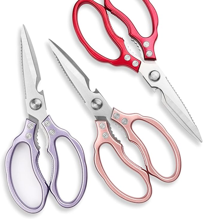 Kitchen Scissors, Heavy Duty Sharp Kitchen Shears Dishwasher Safe, Kitchen Accessories Cooking Shears for Kitchen Meat Chicken Fish Poultry Herb Bread (red)