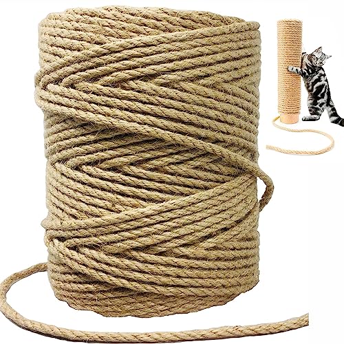 Sisal Rope for Cat Scratcher,Rope for Cat Scratch Post 3mm 656Ft Jute Twine for Scratching Post Repairing, Recovering or DIY