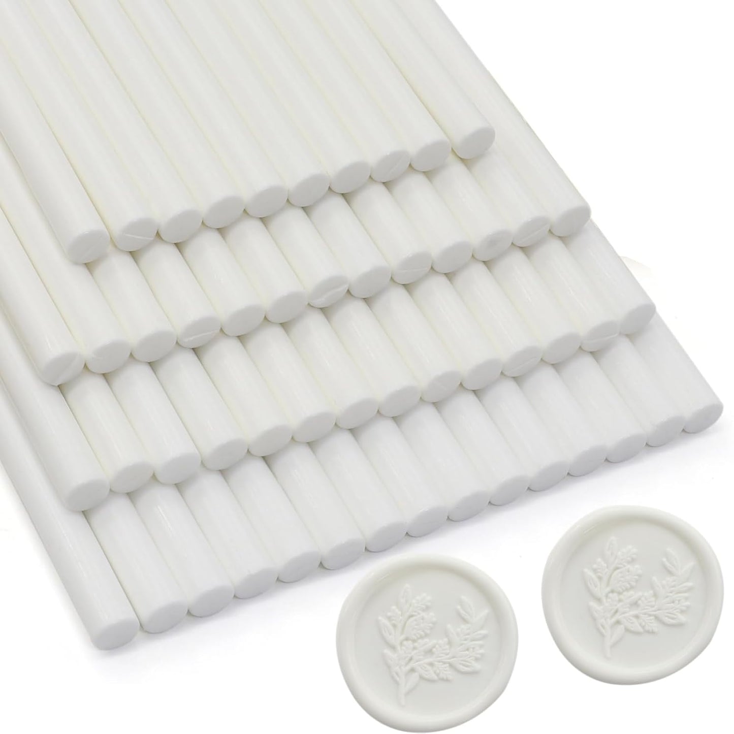 52pcs White Wax Sealing Sticks, Andotopee Glue Gun Adhesive Seal Sticks for Stamp Seals, Premium Sealing Wax for Envelope Seals Wedding Invitation Craft Adhesive, Great Gift Ideas (Mini Size)