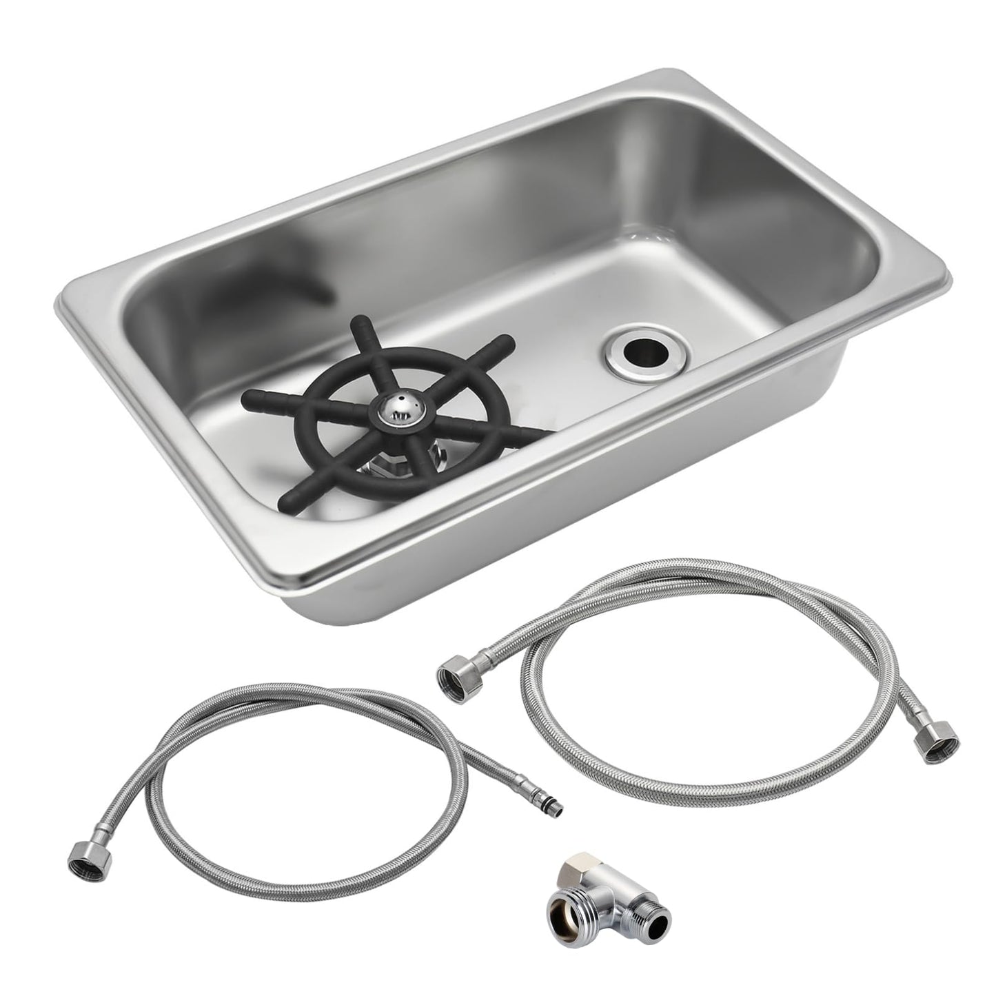 DIBTSA Pitcher Rinser, Automatic Glass Cup Washer, Stainless Steel Coffee Milk Tea Cup Cleaner Sink, for Home Kitchen Hotel Bar Restaurant (10.4x6.4x2.6 Inch)