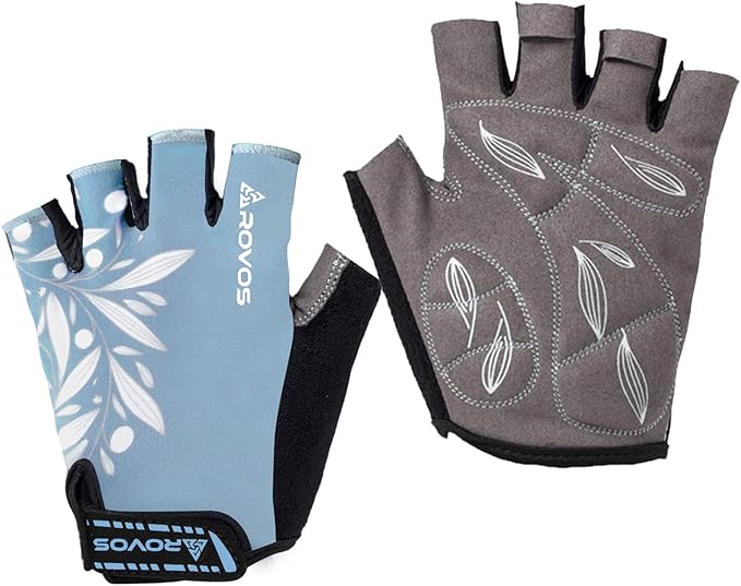 ROVOS Cycling Gloves for Men & Women - 5MM Anti-Slip Shock-Absorbing Gel Pad, Lightweight & Breathable Half Finger Design ...