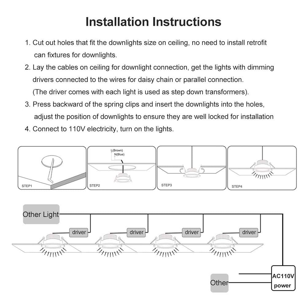 Ygs-Tech 3 Inch Led Recessed Lighting  Dimmable Downlight 5W(40W Halogen Equivalent)  Cri80  3000K Warm White  Ceiling Light With Led Driver(1 Pack)