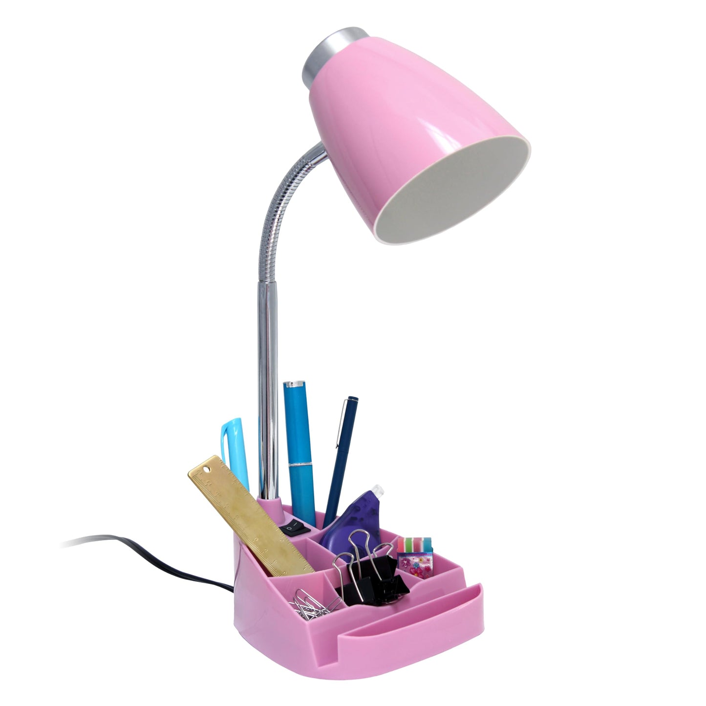 Simple Designs Gooseneck Organizer Ipad Stand Lamp, 6.5X6.5X18.5, Pink, Model Ld1002-Pnk, Abs Plastic, Pack Of 1