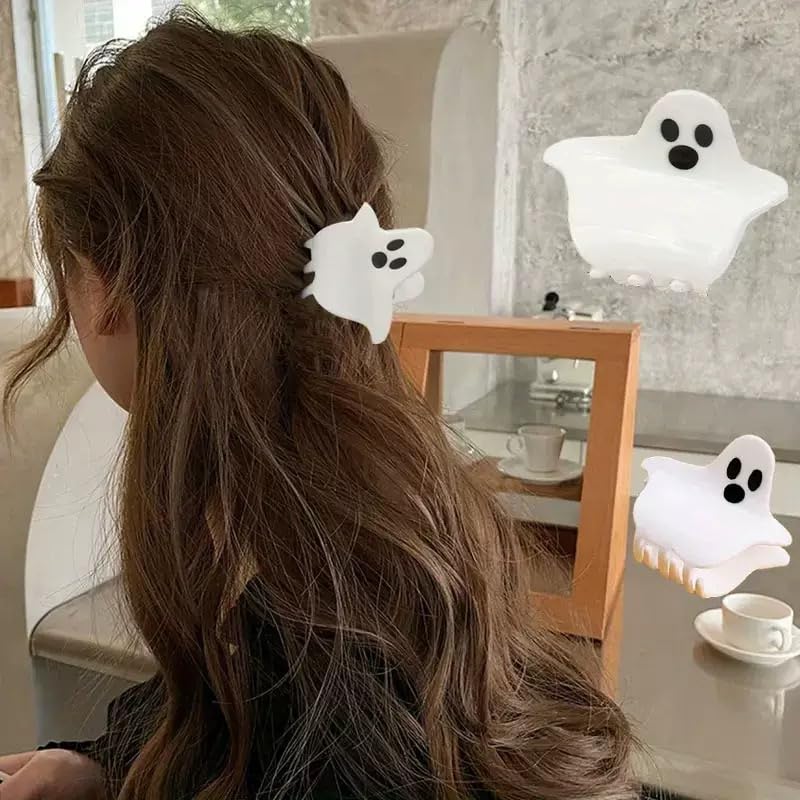 2 Pack Halloween Claw Clips, Pumpkin and Ghost Hair Claw Clips for Costume Cosplay Hair Barrettes Clamps, Cute Hair Accessories