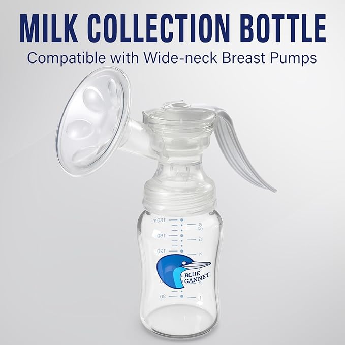 Multipurpose Anti-Colic Glass Baby Bottles with Slow Flow and Natural Flow Nipples, Breast Milk Collection and Storage Bottles, Wide-Neck Breast Pumps Compatible, 6-Pack (4oz, 6oz)