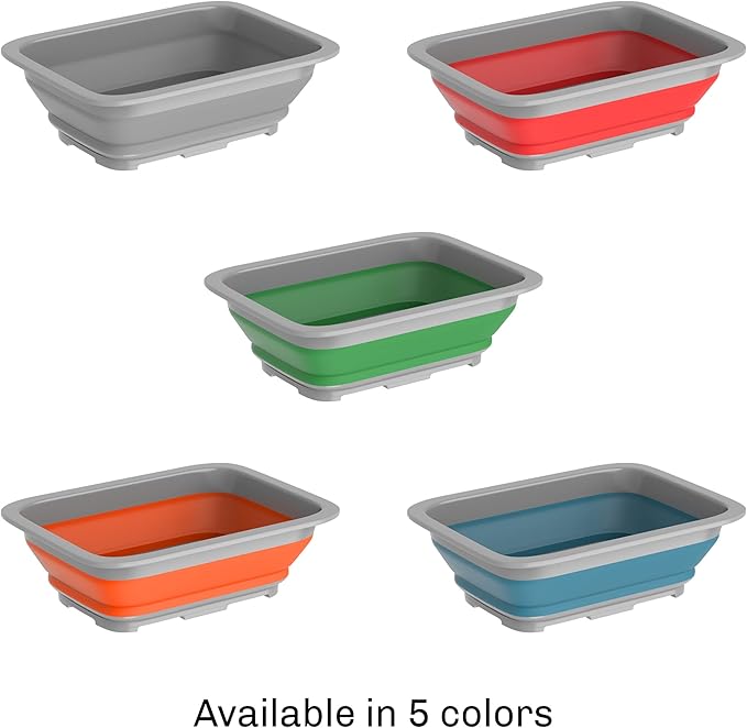 Collapsible Ice Bucket - 7.27-Liter Portable Outdoor Multi-Use Basin, Dish Tub, and Storage Basket for Camping and Tailgating by Wakeman (Orange)