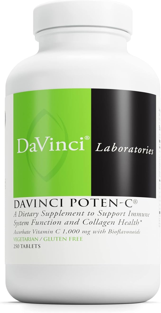DAVINCI Labs Poten-C - Support Immune System Function & Collagen Health* - Vitamin C, Calcium, Magnesium, Zinc, Potassium, Manganese & Bioflavonoids - Vegetarian - Gluten-Free - 250 Tablets
