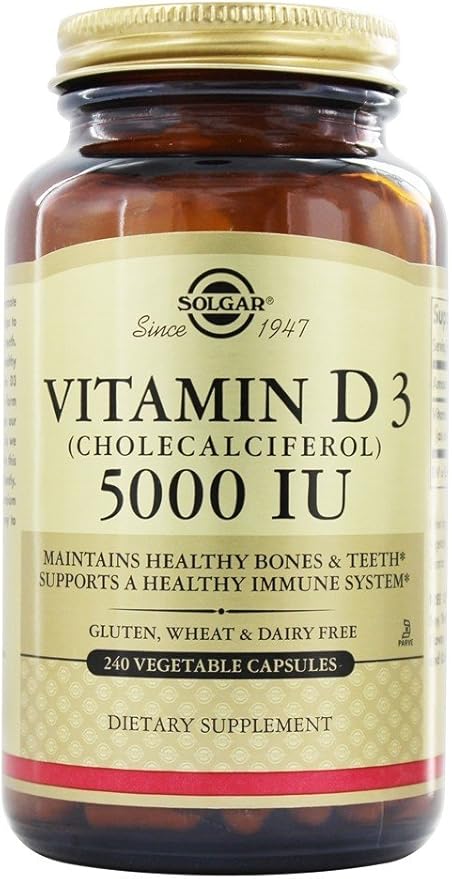 Jarrow Formulas MK7, Promotes Bone Health, 90 mcg, 120 Softgels & Solgar Vitamin D3 (Cholecalciferol) 125 mcg (5000 IU), 240 Vegetable Capsules - Helps Maintain