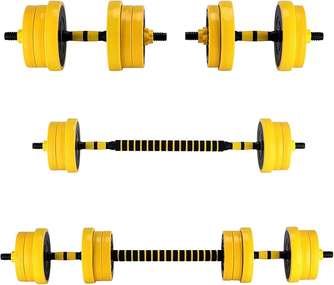 2-In-1 Adjustable Dumbbell and Barbell Set, 44 Lbs Free Weights for Home Gym Strength Training, Dumbbell Set of 2 with Con...