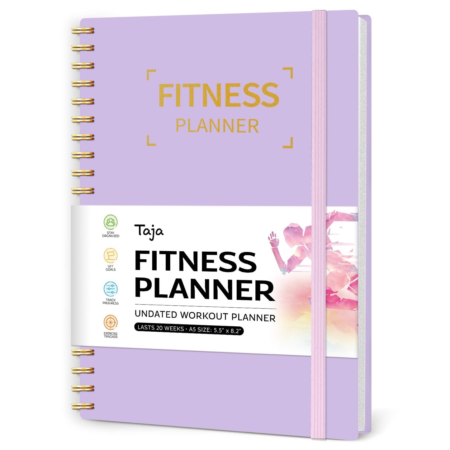 Fitness Workout Journal for Women & Men, A5(5.5" x 8.5") Workout Log Book Planner for Tracking, Progress, and Achieving Your Wellness Goals-Lavender