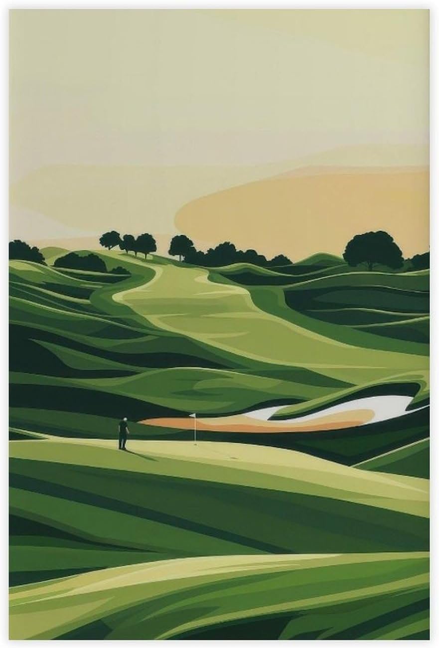 9W Golf Course Poster Green Scenery Decoration Wall Art for Office Living Room Unframe-style 24x36inch(60x90cm)