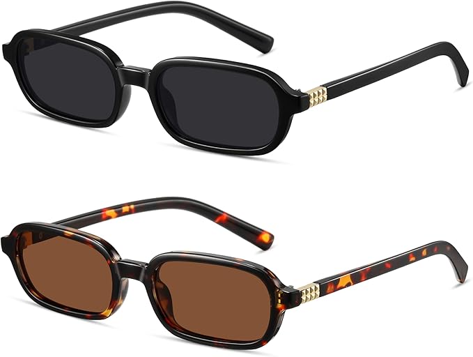 Colrea Retro Rectangle Sunglasses for Women Men Trendy Vintage Small Square Sun Glasses 90s Fashion Cute Sunnies CL010