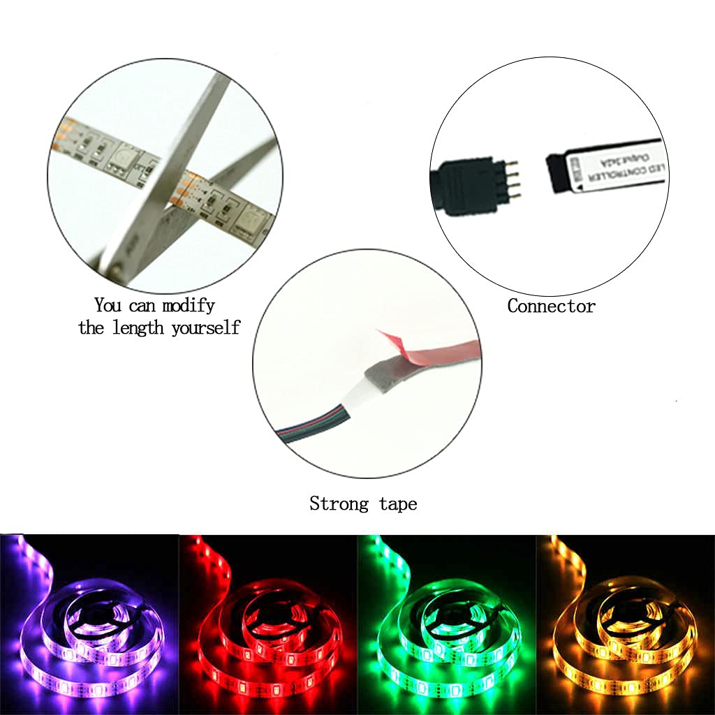 lawnko LED Strip Lights, 2m Battery Powered, 24 Keys Remote Control, Multicolor, 1 Pack