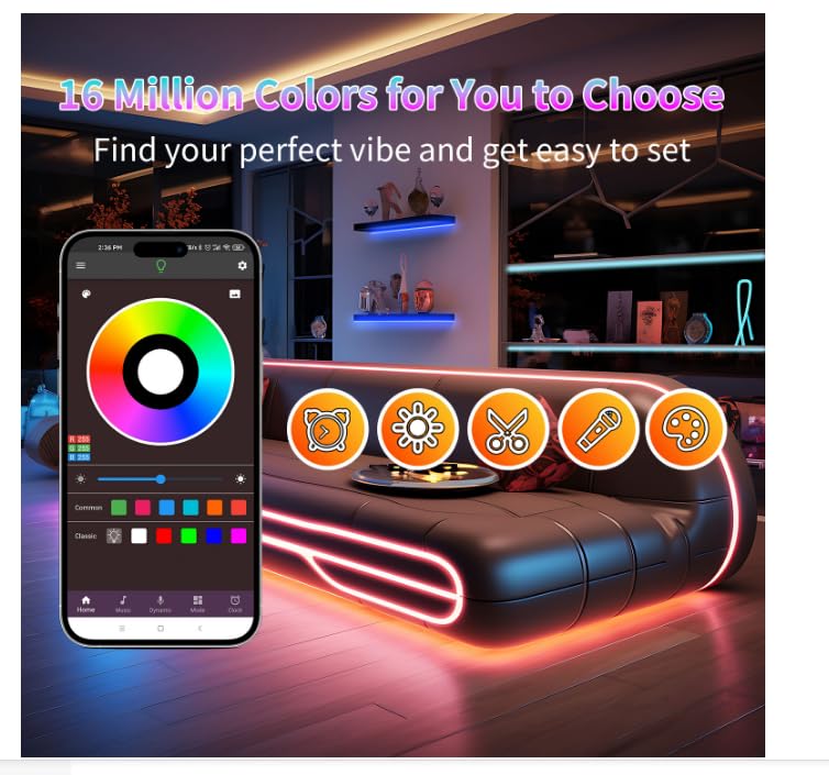 NBBUFF RGB LED Strip Lights 400FT, Color Changing, Copper Material, Model NB-rgb001-7, with Remote & App Control