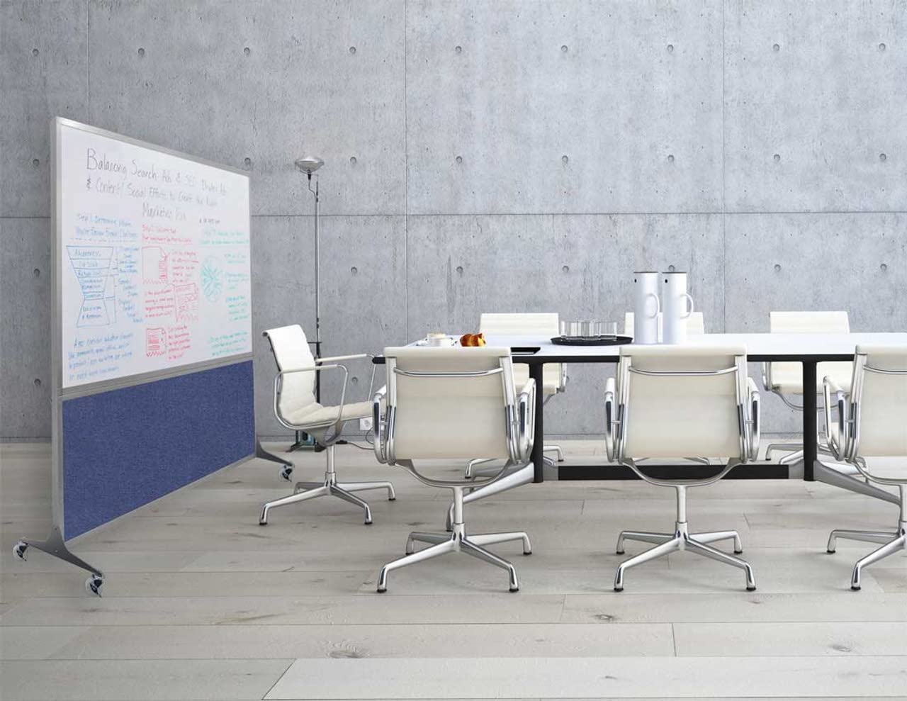 DivideWrite Mobile Whiteboard | Double Sided Dry Erase Board | Portable Office Cubicle Partition | Display for Classrooms, Conference Rooms, Meeting Areas and More | Charcoal Gray 6' Wide X 6' Tall