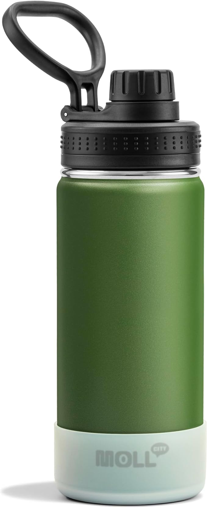 Kids Water Bottle for School 16 oz Stainless Steel Double Wall Vacuum Insulated Sports Water Bottle Leak Proof-Reusable Metal Flask with Silicone Boot for Travel, BPA-Free(Grass Green)