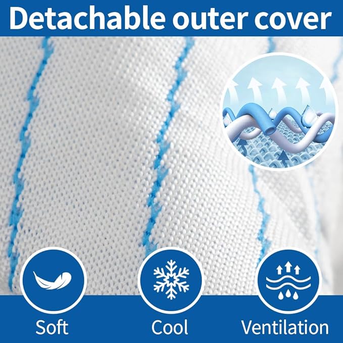Shredded Memory Foam Pillows Queen Size Set of 2, Cooling Pillows for Sleeping That Stay Cold, Adjustable Firm Pillow for Side Back Stomach Sleepers with Washable Removable Cover