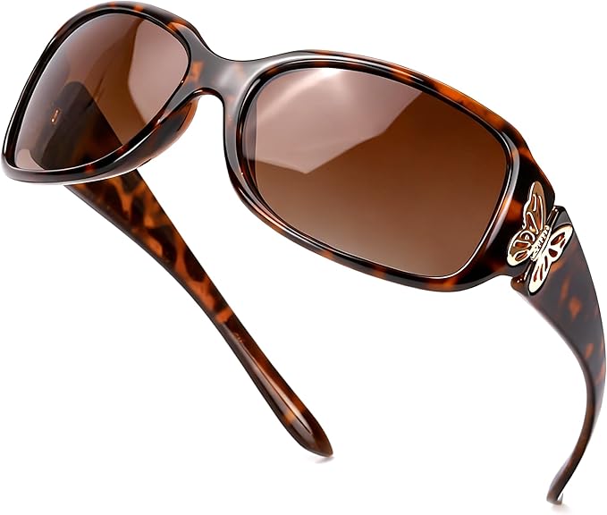 LVIOE Polarized Sunglasses for Women, Fashion Butterfly Decoration Driving Fishing-99.99% UV Protection