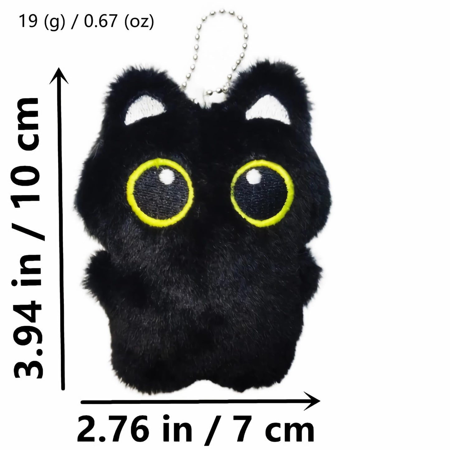 HUIJUFU Black Cat Plush Keychain Purse Charm - Cute Bag Charms Gifts for Women