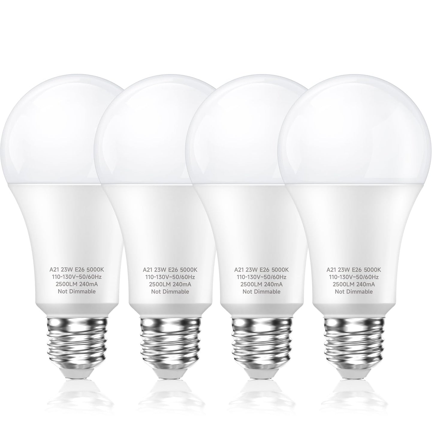 Ledera 150W Led Bulb, 23W Energy Saving, 2500 Lumens, 5000K Cool White, E26 Base, 4 Pack, Non-Dimmable