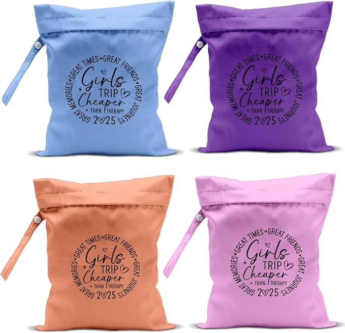 4Pcs Girls Trip Gifts Wet Dry Bag, Beach Bag Wet Bag Favors Aloha Bags, Sunscreen Bags Swimsuit Toiletry Travel Essentials For Women, For Beach Travel Laundry bags Dirty Diaper Swimsuit Gifts