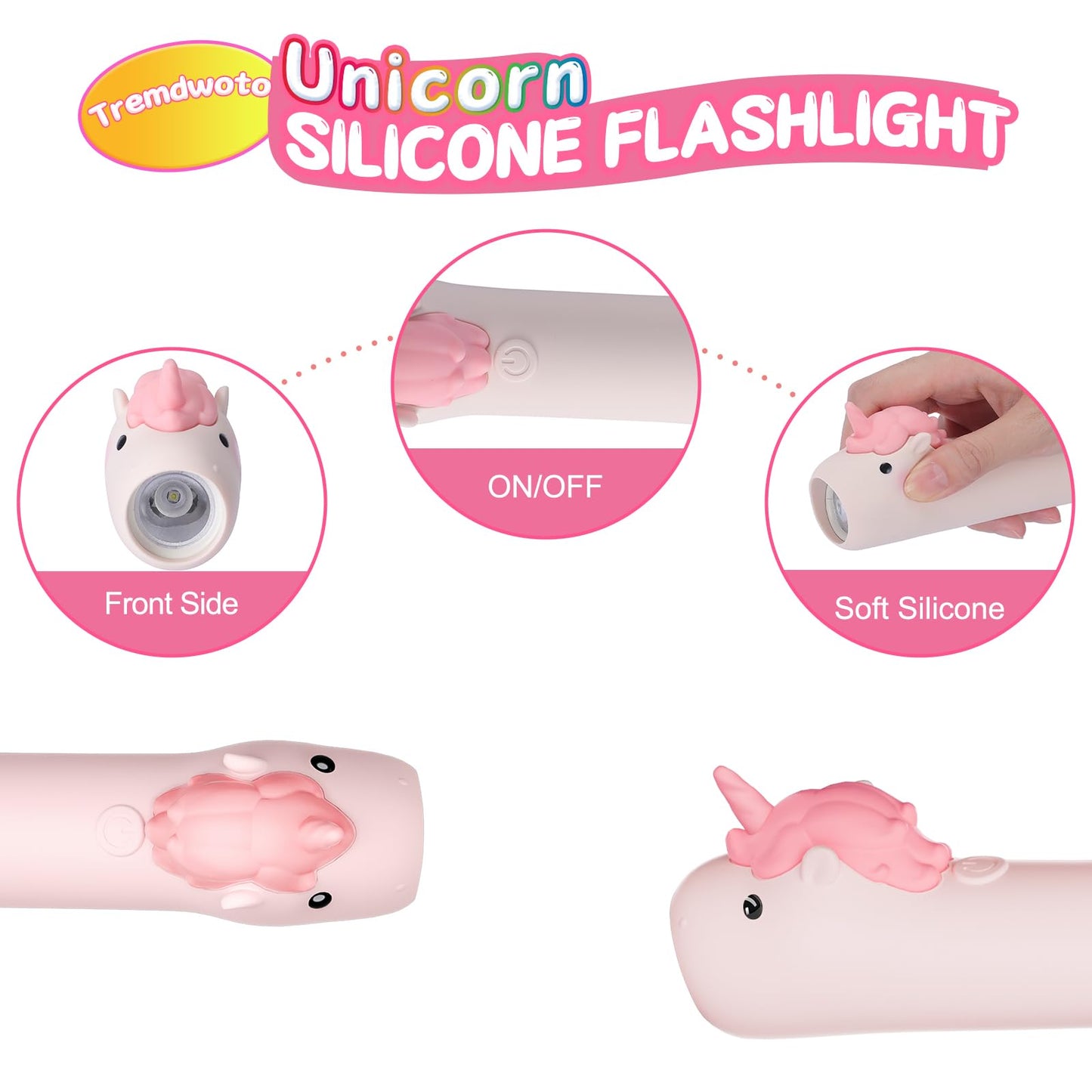 Tremdwoto Toddler Flashlight  Cute Unicorn Kids Flashlight For Girls & Boys  Rechargeable Led Flashlight For Camping & Outdoor Adventures  Ideal Christmas Gift For Children