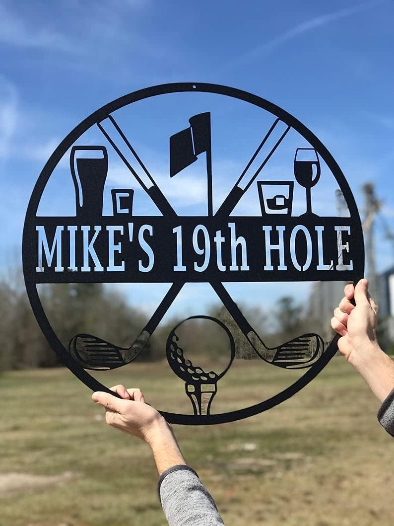 19th Hole Custom Golf Sign (30" W x 30" H, Black)
