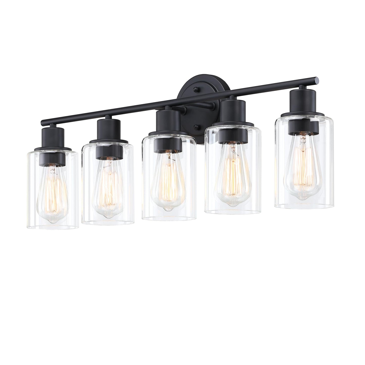 Faymart Lighting 5-Light Black Bathroom Vanity Light Fixture Over Mirror - 5 Bulb Black Wall Sconce For Bathroom Bedroom Hallway Wall Mount Fixture Over Kitchen Sink