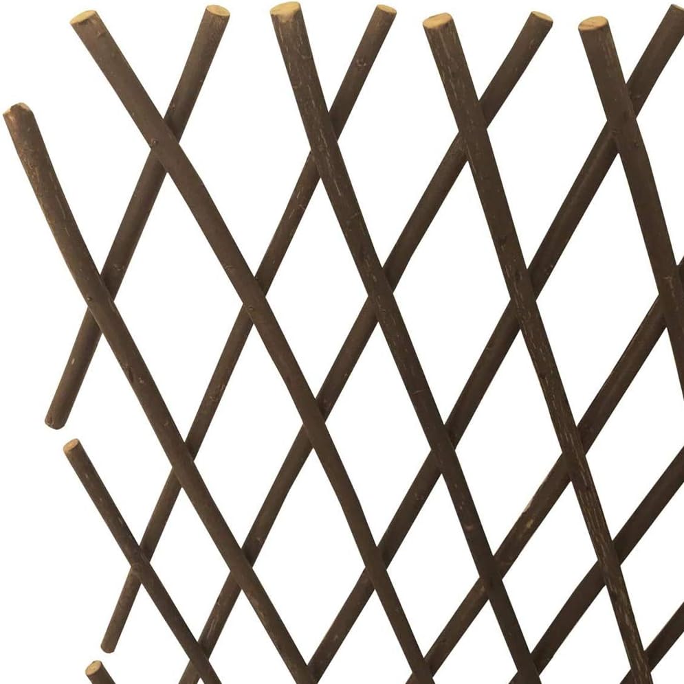 Natural Lattice Willow Trellis Fence for Climbing Plants,Expandable Garden Fence Wall Panel, Outdoor Decorative Wood Fence (2 Pieces)
