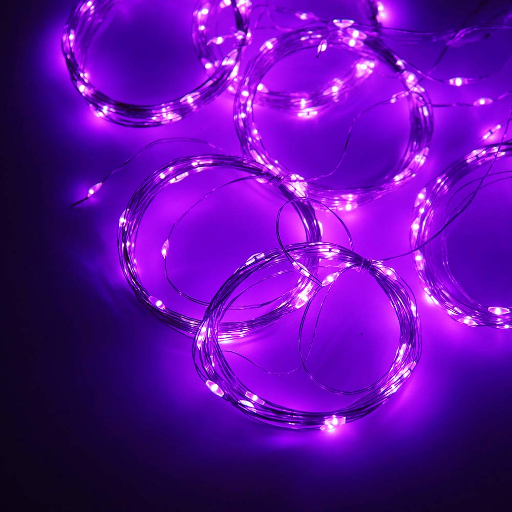 Vicila Curtain String Lights, 300 LED Twinkle Lights, Remote Timer, USB Power, 8 Modes, 9.8ft x 9.8ft, Purple, Model CCL