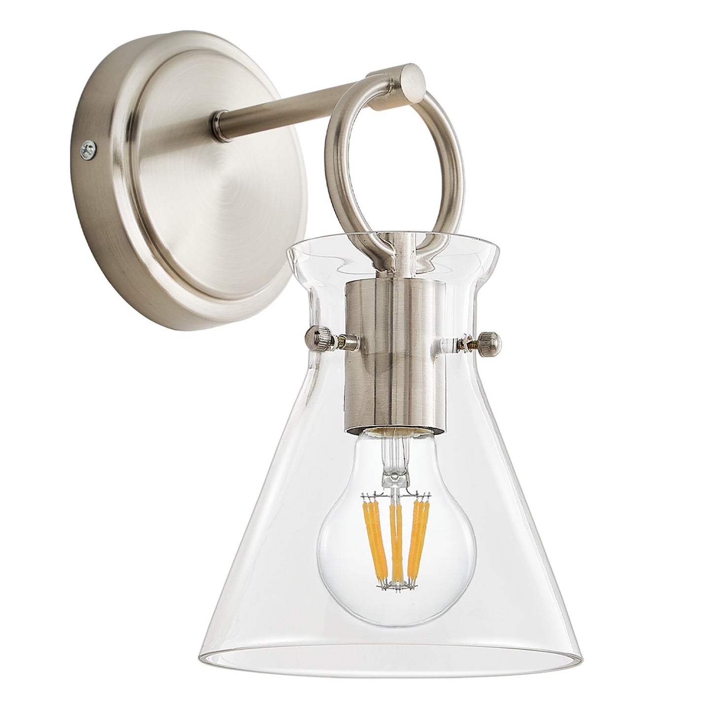 Gednbo Wall Sconce For Bathroom Modern Vanity Light Fixtures Hardwired Wall Mount Lighting Lamp Farmhouse Wall Lights With 6 Clear Glass Shade For Bedroom Living Room  Brushed Nickel  1 Pack