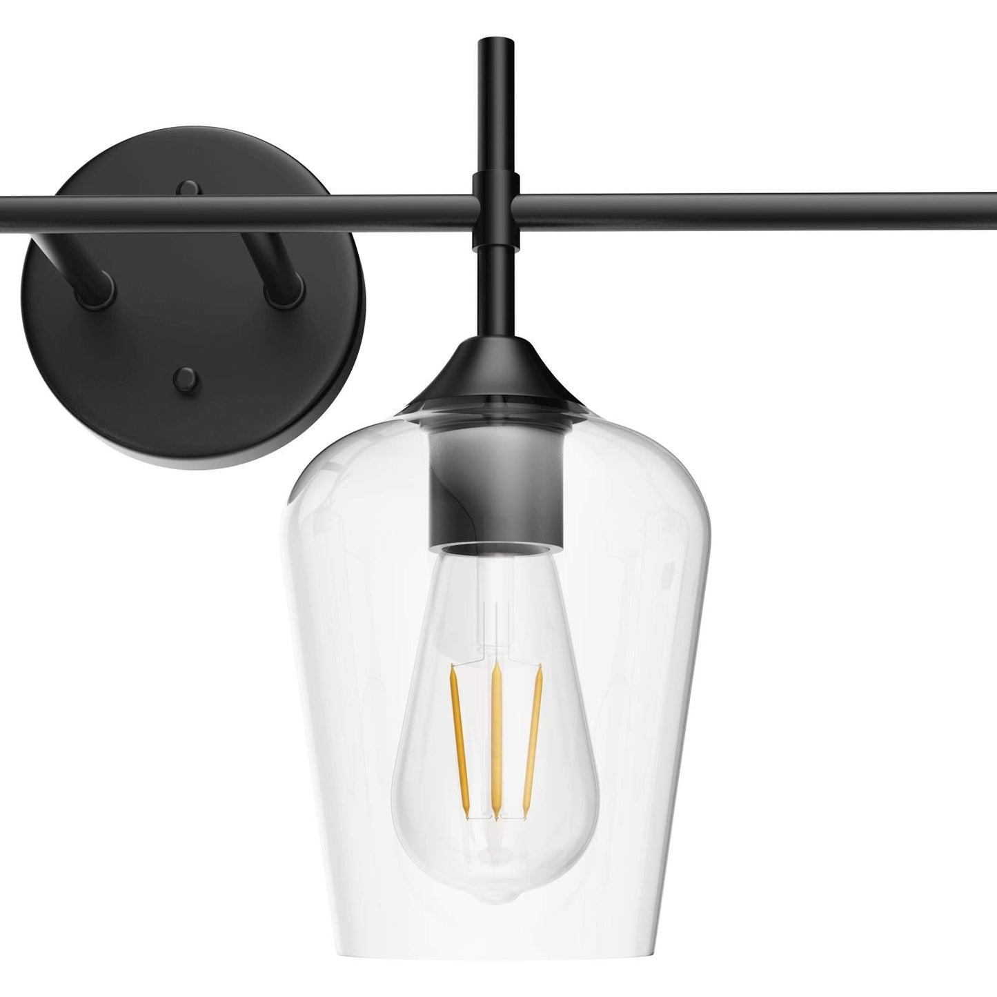 Ralbay 4-Light Vintage Bathroom Vanity Lighting, Industrial Matte Black Finish, Clear Glass Sconce, Model 2031, Farmhouse Style