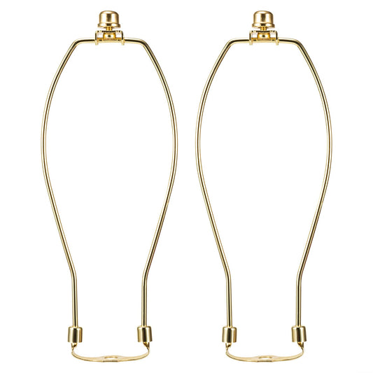 10 Inch Brass Lamp Harp Holder Kit Replacements with Finials and Detachable Saddle Bases, Light Duty, Saangseon Pack 2 DIY Lighting Accessories Horn Frame Lamp Shade Brackets