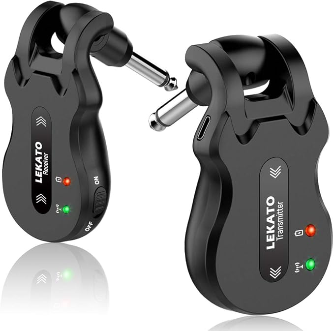 LEKATO Wireless Guitar System 5.8 Wireless Guitar Transmitter Receiver Rechargeable Audio Wireless Transmitter Receiver 4 ...