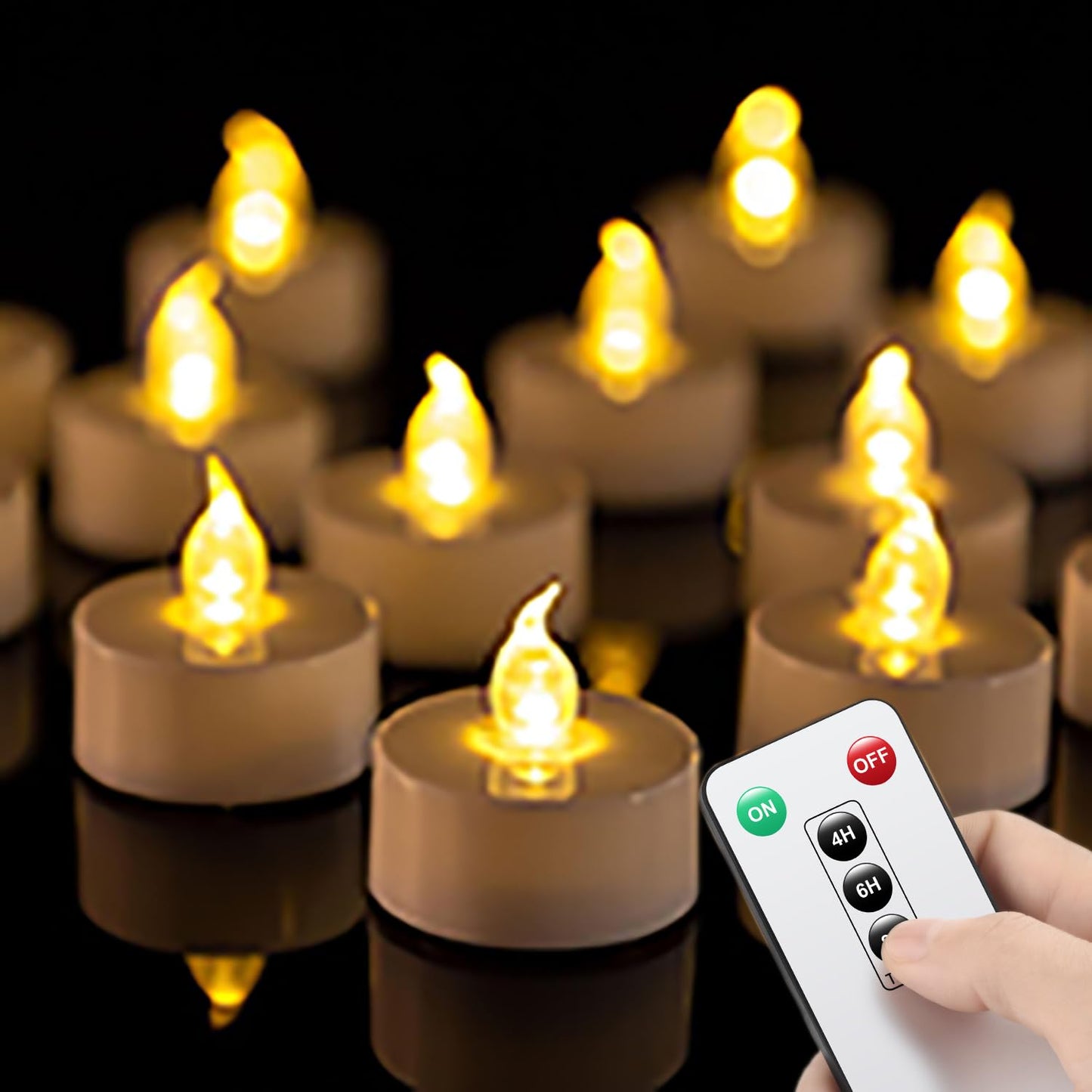 PUNPUBA LED Tea Light Remote ControlCandles,50pack Flickering Flameless LED Candle,Long Lasting 400+Hours,Battery Operated with Timer for Home Decoration Seasonal &Festival Celebration WarmYellow