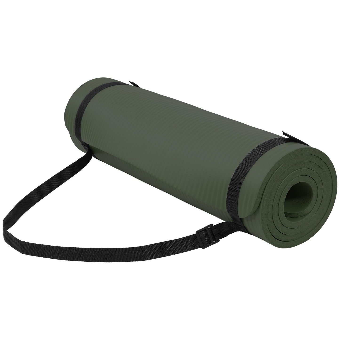 Fitvids 1/2-Inch Thick High Density Foam Exercise Yoga Mat with Carrying Strap, For Cushioning The Body Against Hard Floors, Jasper Green