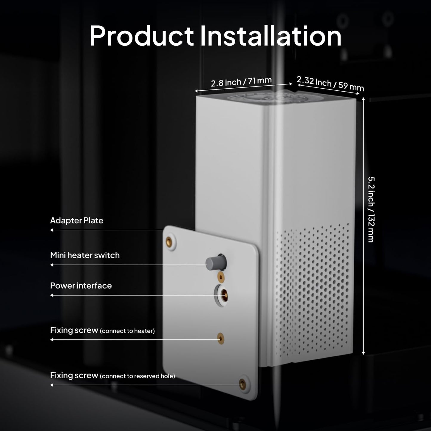 ELEGOO Smart Mini Heater for Resin 3D Printer Intelligent Temperature Control Heater with Air Filtration, Compatible with ELEGOO Most MSLA/DLP/LCD 3D Printers