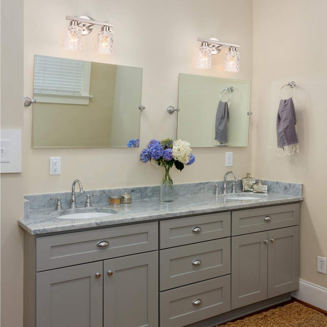 ALICE HOUSE 12.2in Vanity Lights, 2 Light Wall Sconce, Brushed Nickel, ETL Listed, Model AL9082-W2