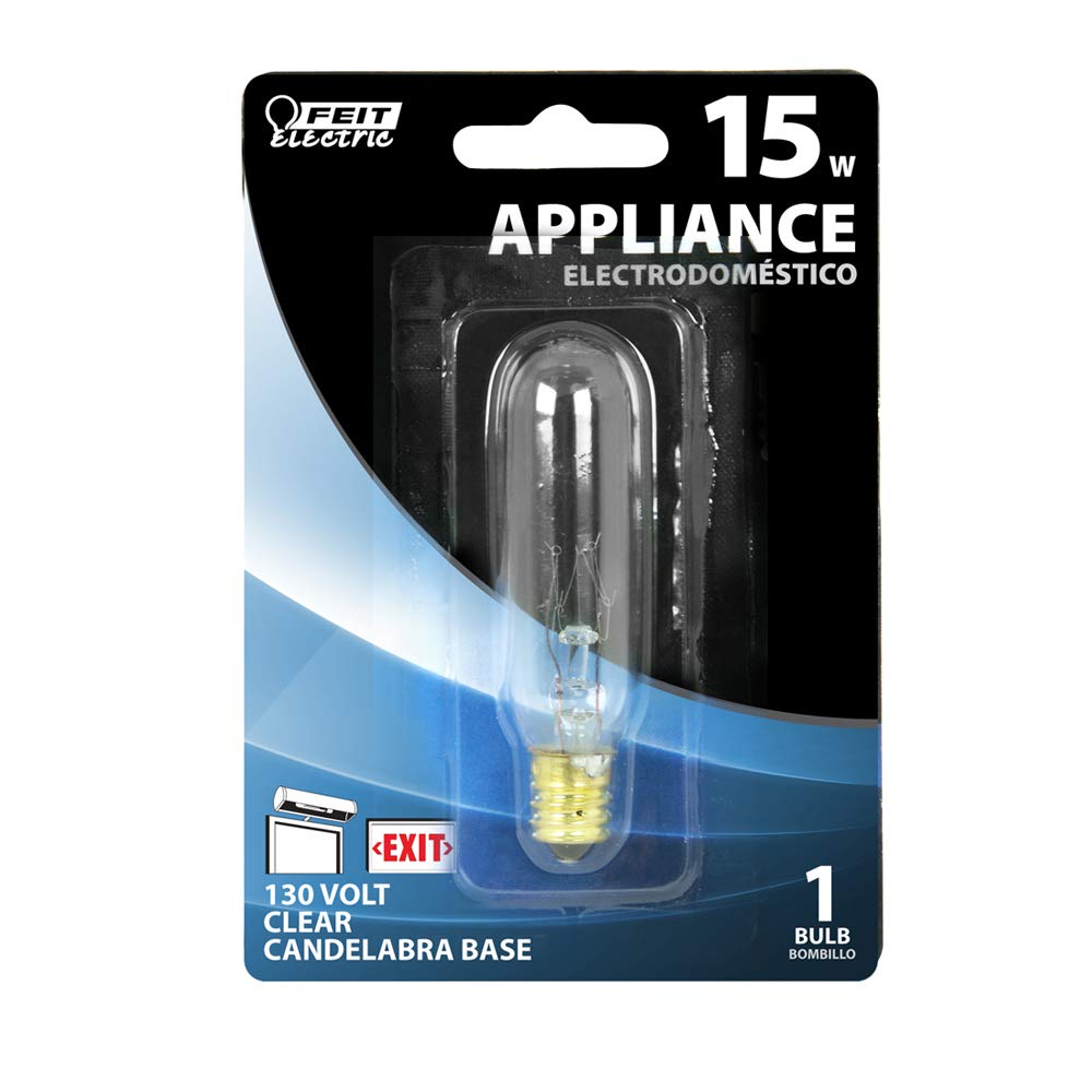 Feit Electric 15W T6 Incandescent Bulb, Candelabra Base, Soft White, 2.9 L X 0.7 D, Model Bp15T6-