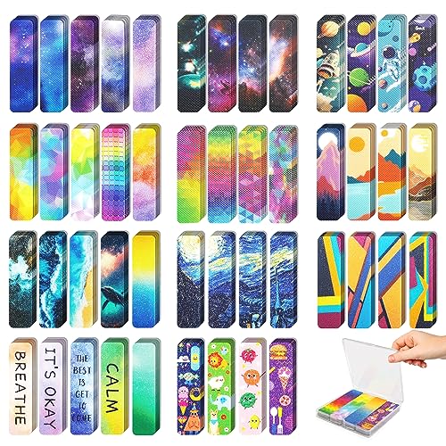 48 Pieces Unique Sensory Stickers for Anxiety Relief Items - Sensory Strips with Storage Box - 2 Textured Surface Fidget S...